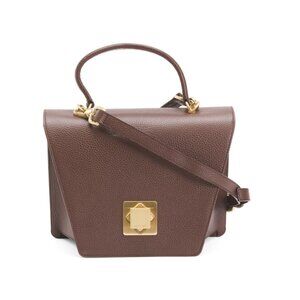 ARCADIA Cioccolato Made In Italy Leather Asymmetrical Geo Satchel